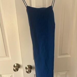 Elegant Blue Spaghetti Strap Dress